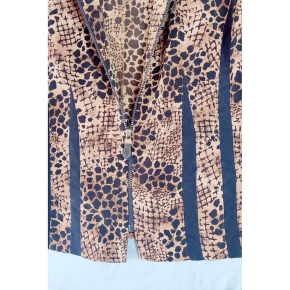 VTG 90s Brown Leopard Print Shirt Jacket Blazer by MHM Woman Sz 2X Career Office - Picture 3 of 9
